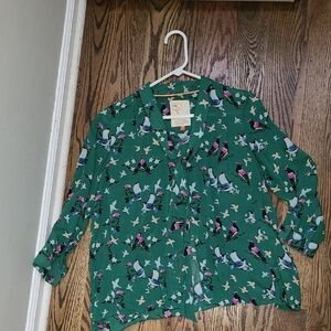 Conversations By Anthropologie Limited Edition Bird Animal Novelty Print Shirt